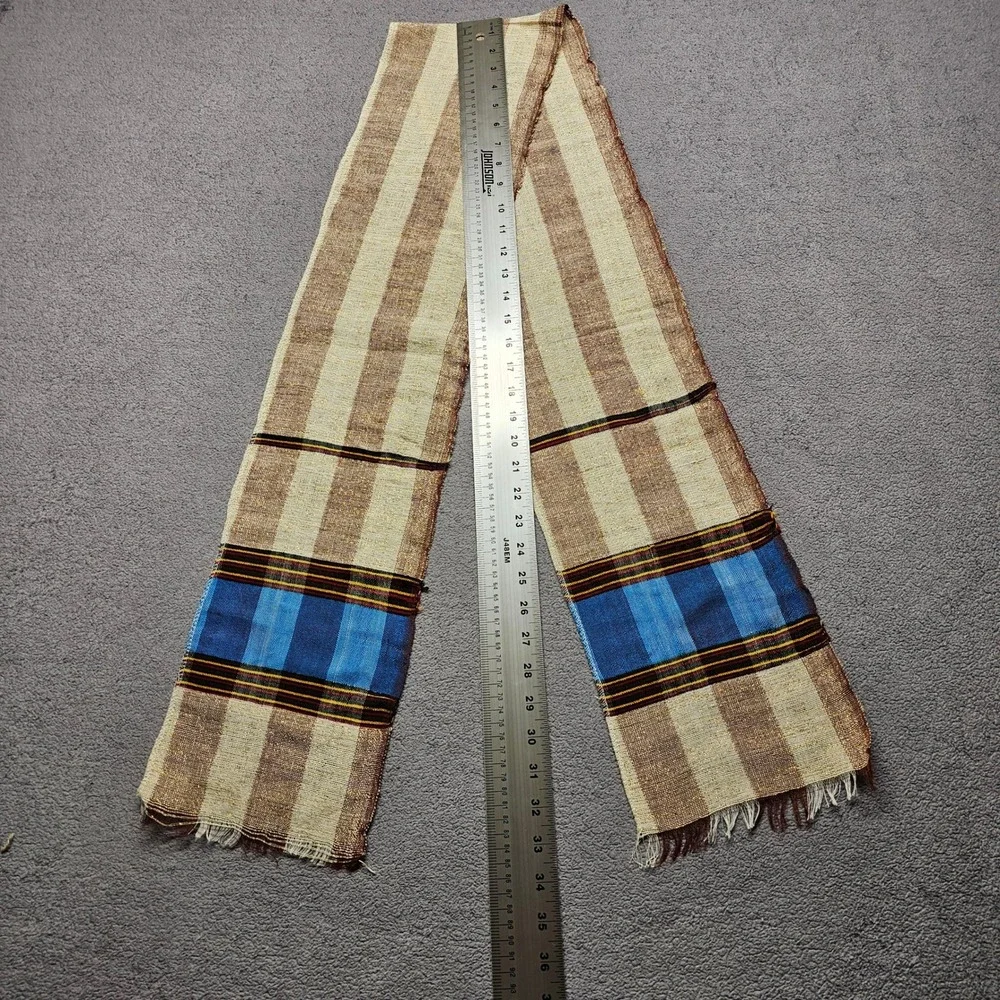 Hand Loomed Traditional Scarf Multicolor Striped‎ Fringed Artisanal Textile